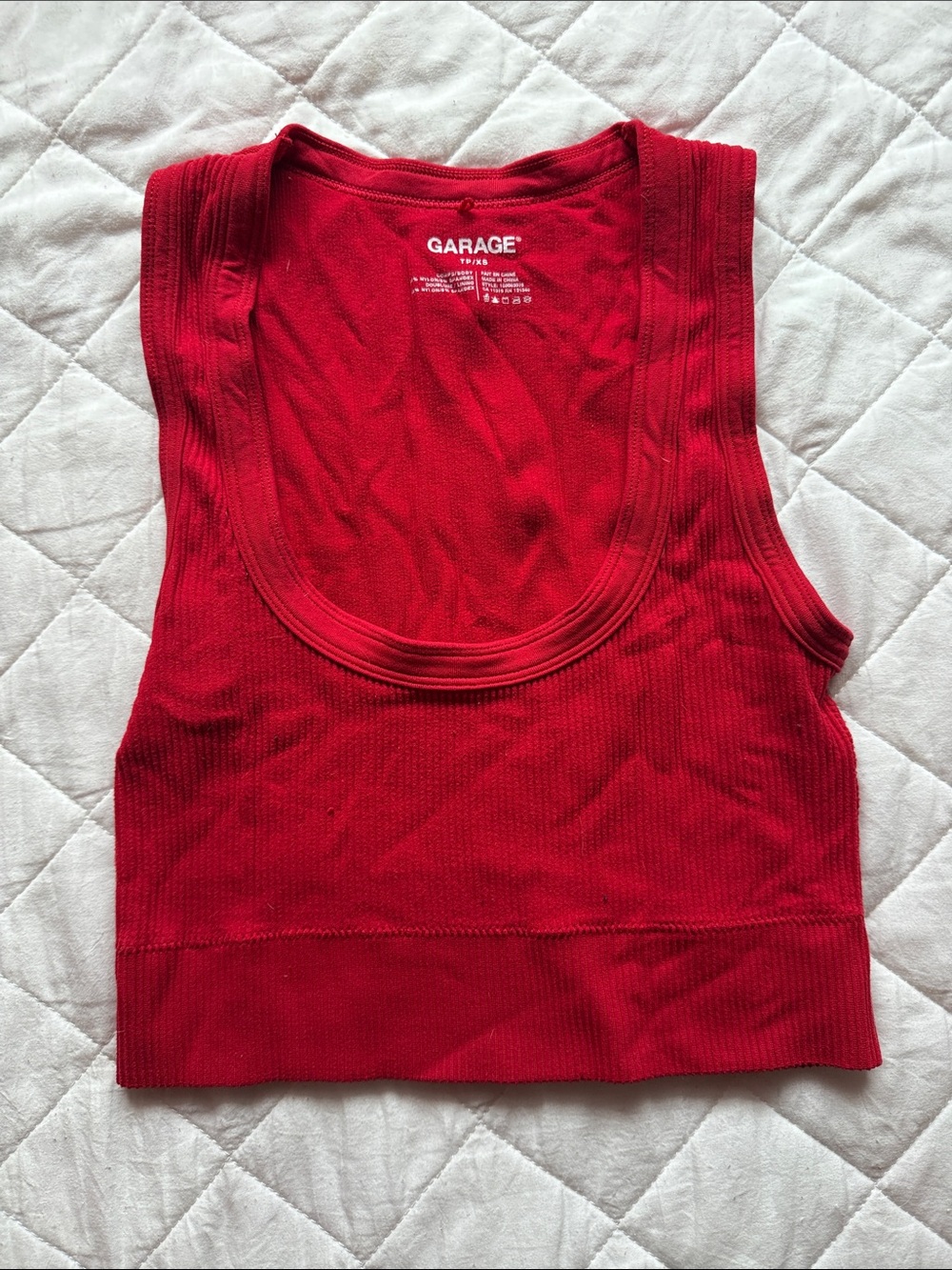 Garage Red Ribbed Cropped Tank Top